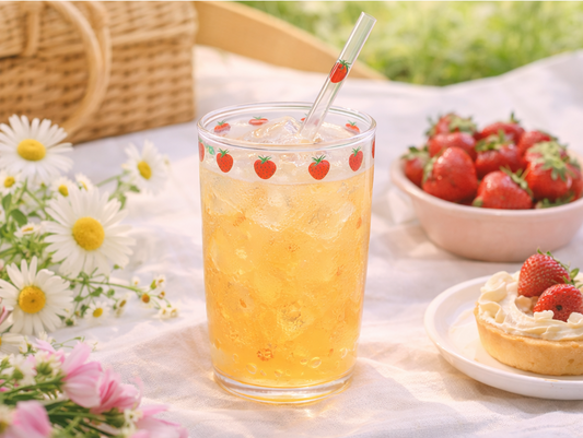 Sweet Strawberry Milk Glass