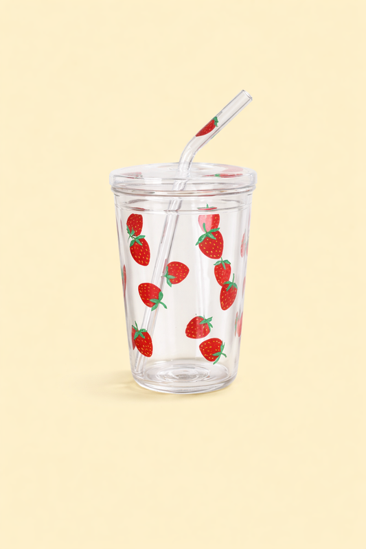 Sweet Strawberry Straw Glass