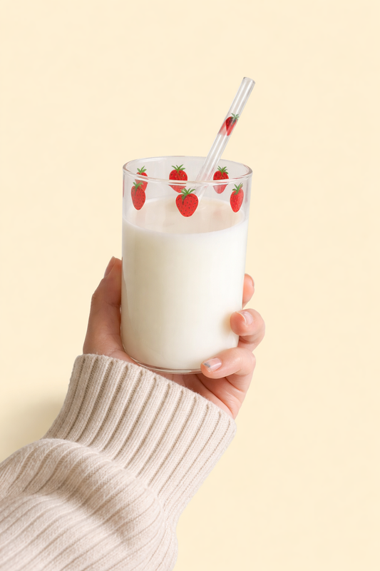 Sweet Strawberry Milk Glass