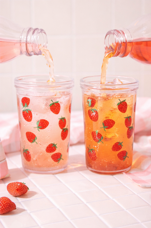 Sweet Strawberry Straw Glass